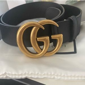 Double G Black Gucci Belt Authentic